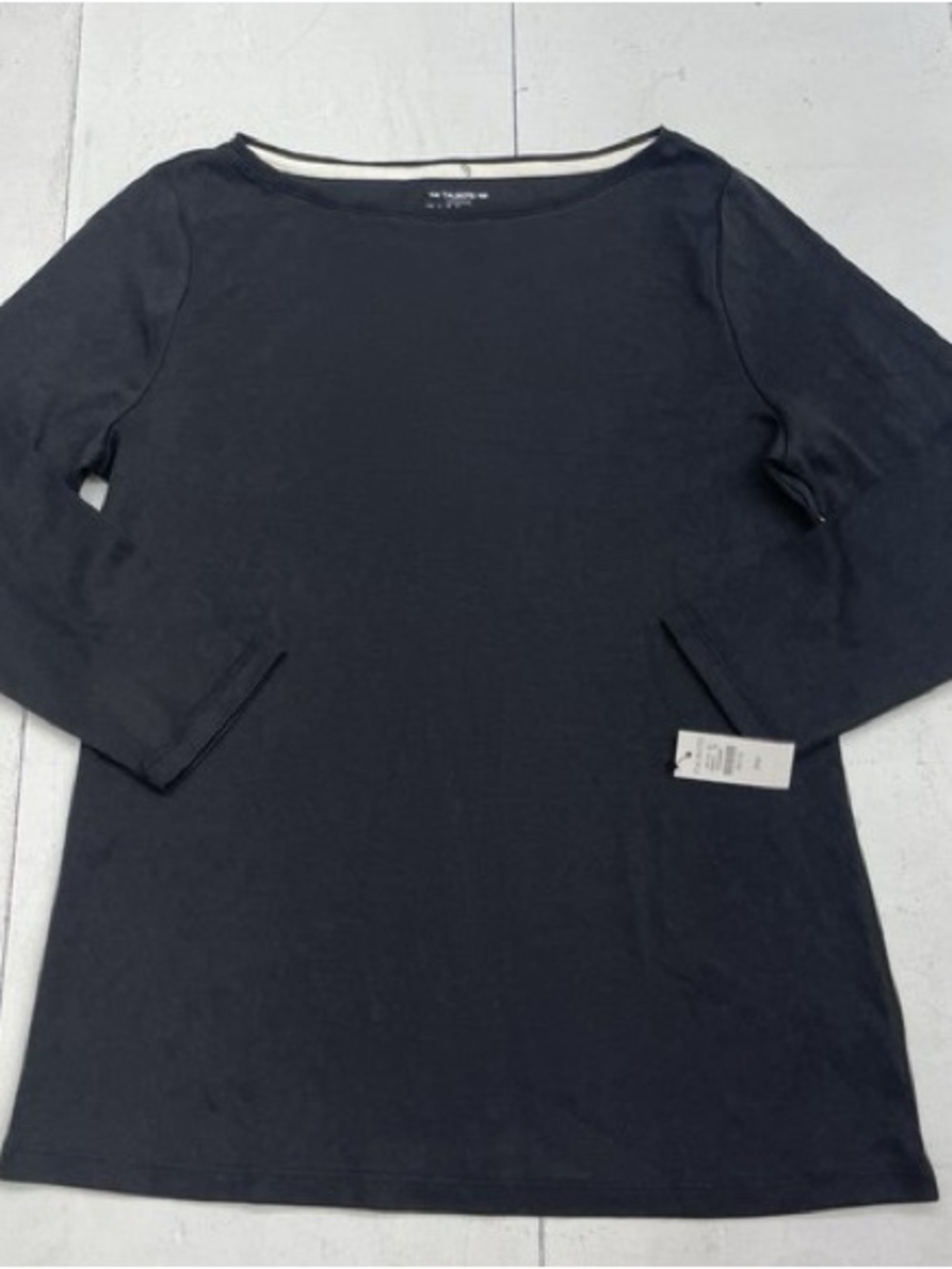 Talbots Black Bateau Neck 3/4 Sleeve Tee